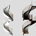 European-style spiral staircase staircase 3d model