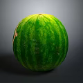Whole Green Striped Watermelon on Gray Background for Fresh Fruit