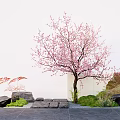 Landscape modeling tree courtyard tree peach tree stone wall Ting step micro terrain 3d model