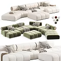 Modern Sectional Sofa With Multiple Colors Pillows Throws And Soft Fabric 3d model