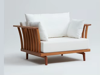 Full Solid Wood Sofa Modern Simple Solid Wood Casual Sofa Chair 3d model