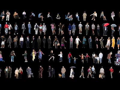 Diverse Group of People in Various Poses Activities and Daily Interactions 3d model