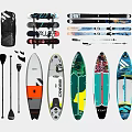 Various Outdoor Sports Equipment Including Paddleboards Skis Paddles And Backpack