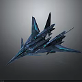 Futuristic Blue Fighter Jet With Sleek Aerodynamic Design And 3D Render Concept Art