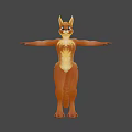 Orange Fur Game Movie Character with Long Ears Tail and Outstretched Arms in Natural Background