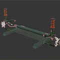 Automotive Suspension System With Red Springs Shock Absorbers And Metal Frame