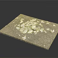 Gray Textured Ground Surface With Scattered White Broken Glass And Ceramic Pieces