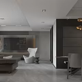 Modern Living and Dining Room with Gray Sofa Piano Floor to Ceiling Windows and Pendant Lights