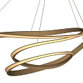 Sleek Modern Chandelier With Curved Metallic Strips And Illuminated LED Lines
