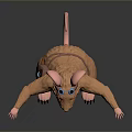 Cute Brown Mouse 3D Model with Pink Ears Blue Glasses and Brown Bag Standing Pose