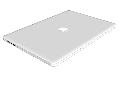 Silver Apple Laptop Featuring Sleek Design And Visible Side Ports 3d model