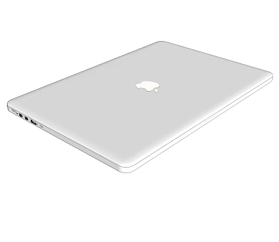 Silver Apple Laptop Featuring Sleek Design And Visible Side Ports 3d model