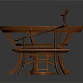 Traditional Wooden Furniture Set With Round Table Chair And Side Table
