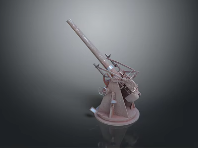 Antique Cannon With Long Barrel Mechanical Structure And Metal Base Design 3d model