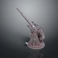 Antique Cannon With Long Barrel Mechanical Structure And Metal Base Design