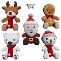 Festive Christmas Stuffed Toys Including Reindeer Gingerbread Man Santa Snowman And Bear With Scarves