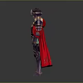 Man in Shiny Medieval Metal Armor With Red Cape And Ornate Helmet