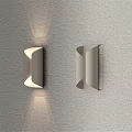 Two Modern Sleek Wall-Mounted Wall Lamps On Gray Wall With Soft Lighting 3d model