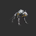 Futuristic Metallic Mechanical Wolf With Glowing Yellow Eyes And Sharp Claws 3d model