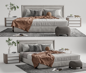 Modern Double Bed 3d model