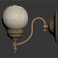 Vintage Brass Wall Lamp With White Spherical Lampshade And Decorative Base