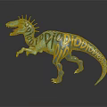 Vibrant Blue Dinosaur Toy Character With Yellow Spiked Back And Fierce Expression