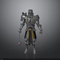 Medieval Knight Weapon Mace with Chain and Silver Armor Design 3d model