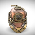 Vintage Copper Diving Helmet With Brass Accents Glass Faceplate And Classic Design