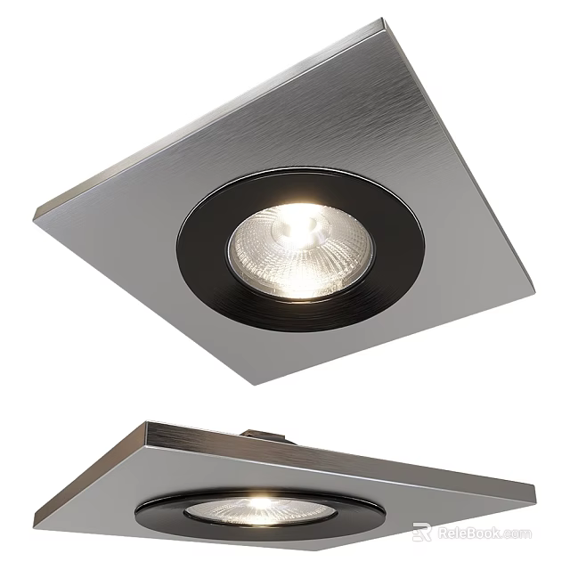 Modern Square Recessed Spotlights With Silver Metal Finish And Bright Lighting Design 3d model 