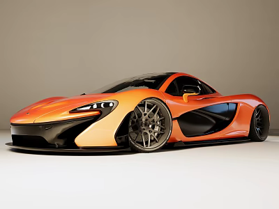 Orange Sports Car With Sleek Aerodynamic Design And Black Accent Details 3d model