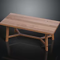 Natural Wooden Coffee Table With Cross Legs And Smooth Modern Tabletop Design