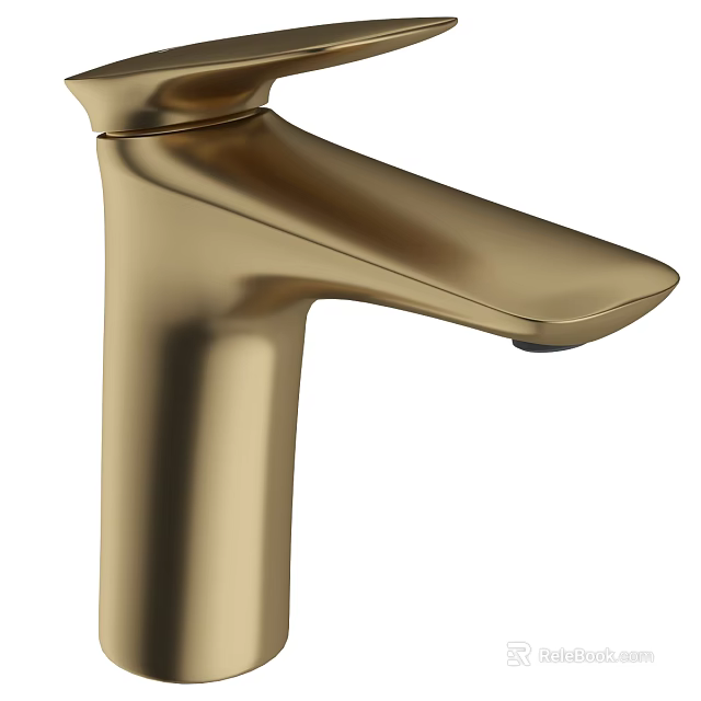 Elegant Modern Golden Faucet with Sleek Polished Metal Finish and Stylish Design 3d model 