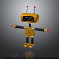 Yellow Robot Character With Red Antennas Black Arms And Colorful Buttons
