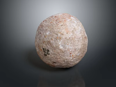 Natural Rustic Stone Wood Sphere With Textured Surface And Black Base Markings 3d model