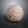 Natural Rustic Stone Wood Sphere With Textured Surface And Black Base Markings