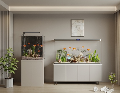 modern glass fish tank aquarium tropical fish 3d model