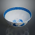 Handcrafted Decorative Bowl With Artistic Sculpture Carving And Intricate Blue And White Patterns