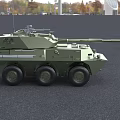 Detailed Military Green Wheeled Tank With Turret And Cannon Equipment