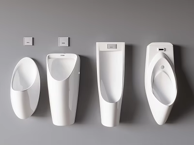 Modern Wall Mounted Urinals With Various Stylish Designs For Bathroom Interior 3d model