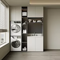 Functional Modern Balcony Cabinet with Washer Dryer Sink and Storage Solutions