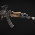 Vintage Military Assault Rifle With Wooden Stock Handguard Tactical Scope And Metal Components