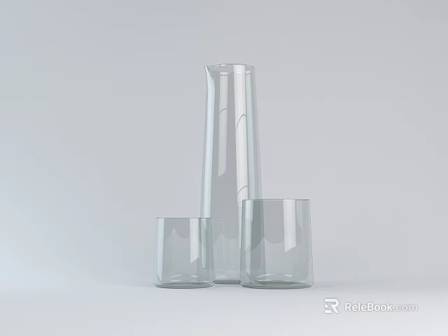 Modern Ceramic Vessels Set With Tall And Short Transparent Designs On White Background 3d model 