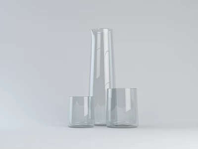 Modern Ceramic Vessels Set With Tall And Short Transparent Designs On White Background 3d model
