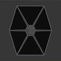 Detailed TIE Fighter Model with Hexagonal Wings and Central Cockpit on Dark Surface