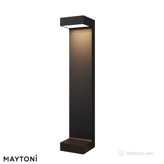 Sleek Black Outdoor Light With Vertical Post Design And Illuminated Exterior 3d model 