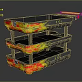 Three Tier Storage Trolley With Flaming Pattern For Home Organization
