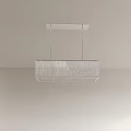 Modern Rectangular Crystal Pendant Light with Transparent Beads Hanging from Light Colored Ceiling 3d model