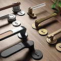 Various Modern Door Handles in Black Gold Silver with Metal Designs on