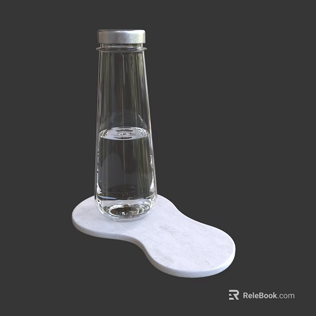 Clear Glass Bottle with Liquid on White Irregular Decorative Stand for Home Use 3d model 