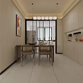 Modern Dining Living Room Interior With Dining Table Chairs Cabinets And Pendant Lights